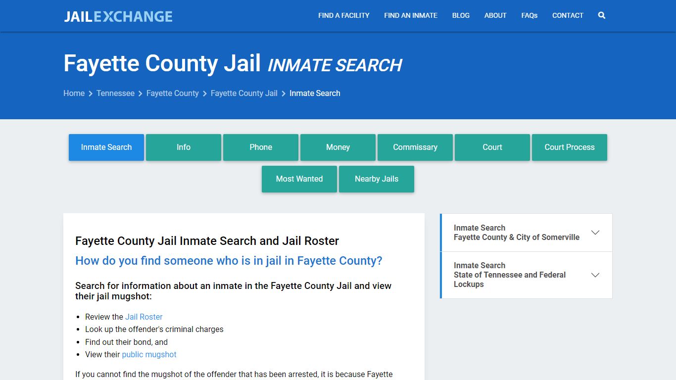 Inmate Search: Roster & Mugshots - Fayette County Jail, TN